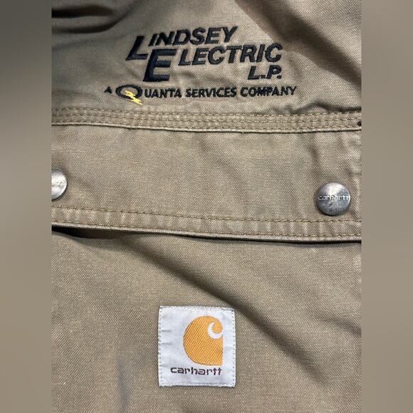 Carhartt Thinsulate Mens XL Heavyweight Duck Cloth Coat Chest Logo in Khaki - Picture 4 of 12
